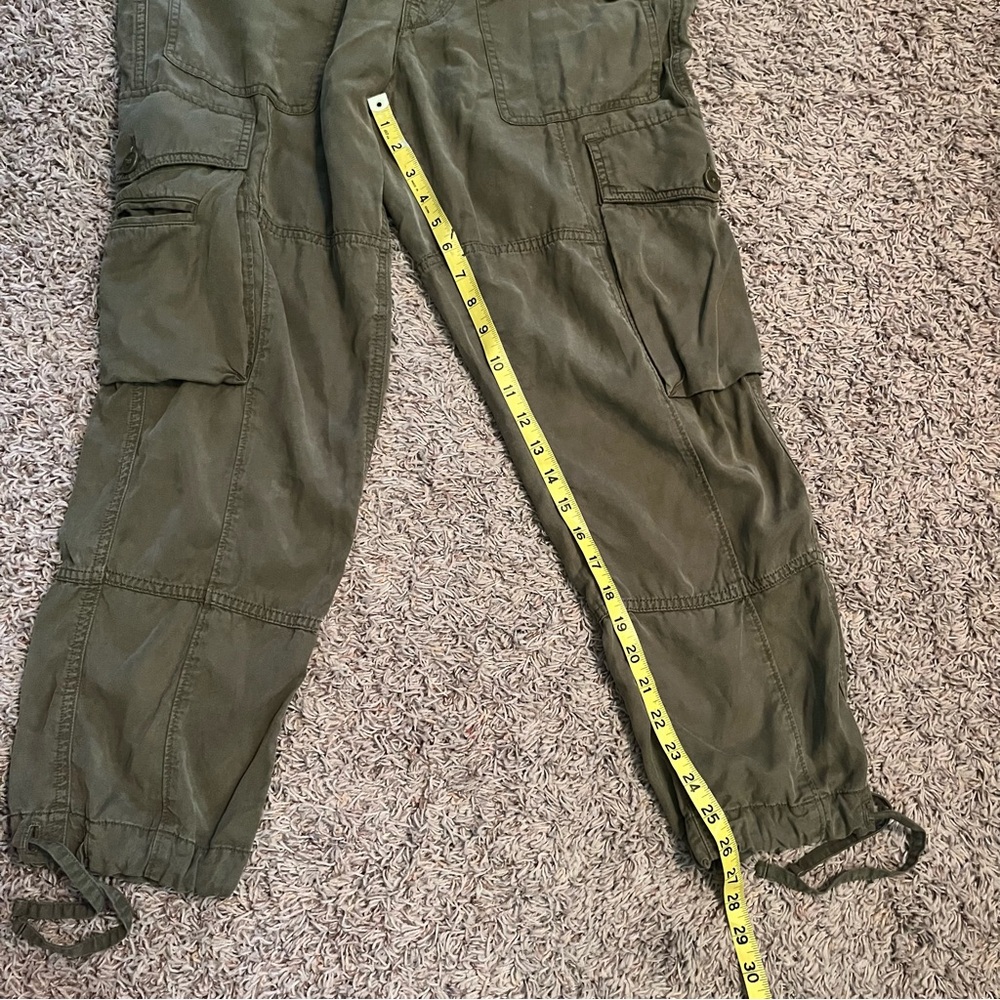 POLO RALPH LAUREN Runway Line Linen Blend Twill Cargo Pant in Army Green Sz 6 - Picture 14 of 14